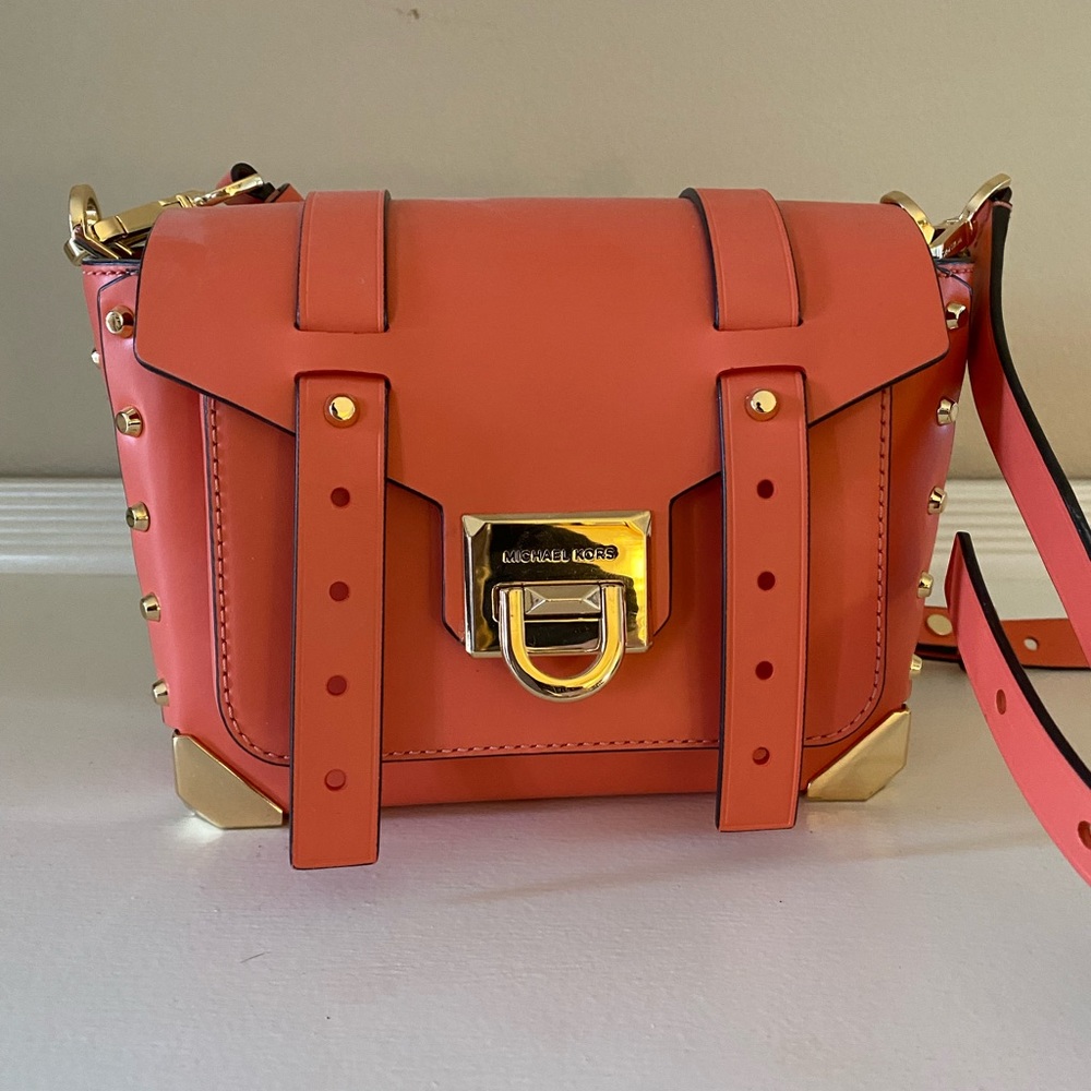 Michael Kors small studded coral bag